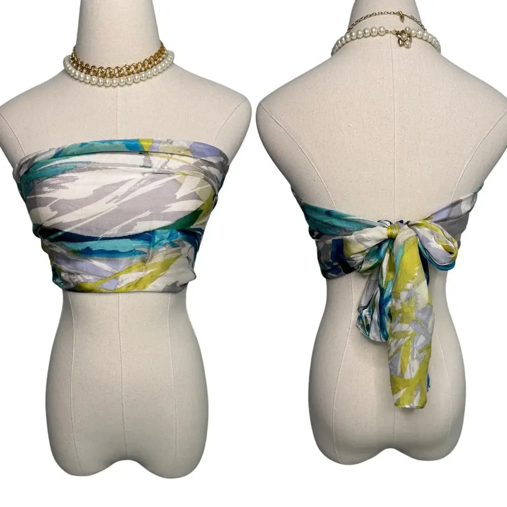 Cynthia Rowley 100% silk watercolor floral rectangle long scarf 12.5 x 64
